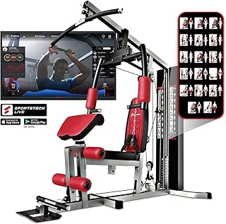 Sportstech HGX100/HGX200/HGX300 - Appareil de Musculation Premium Complet, Station de Musculation avec Stepper ou Presse à Jambes, Banc de Musculation, Home Gym, Matériau EVA, Entraînements Variés